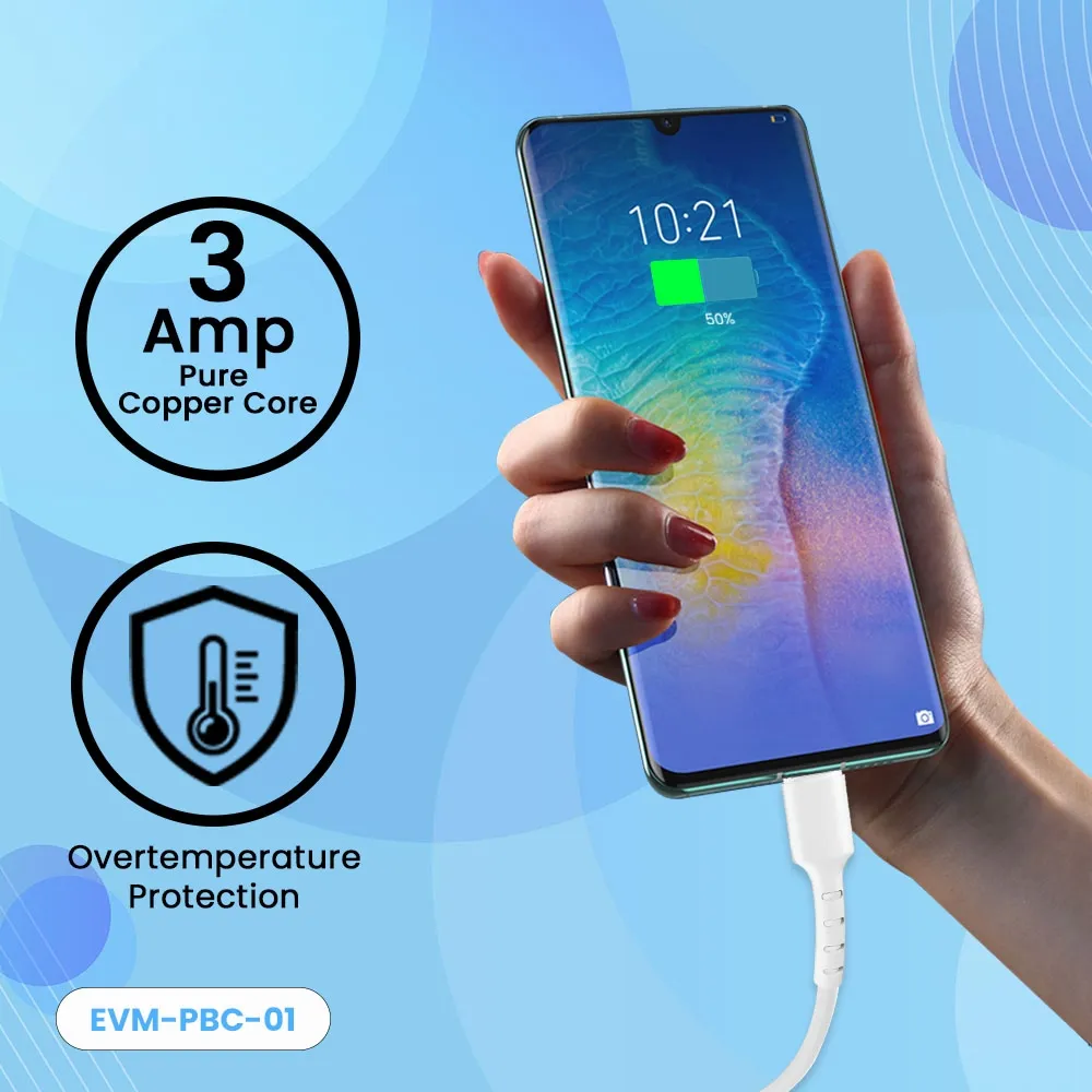 EVM Micro USB Power Bank Cable (300mm length) EVM-PBC-01-W view 4